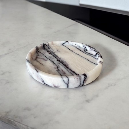 Doğal Damarlı Mermer Dekoratif Sunum Tabağı